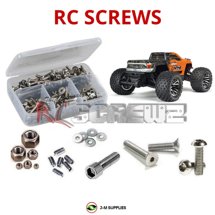 Representative image of an RCScrewZ stainless steel screw kit for ARRMA GRANITE 3S BLX 1/10 Electric 4WD MT (ARA102720); exact kit contents vary by RC model.
