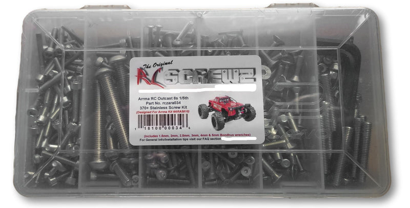 Rustproof, Durable, Quality RCScrewZ Stainless Steel Screw Kit ara034 for ARRMA Outcast 8S BLX 1/5 Electric 4WD Brushless Stunt Truck (ARA5810, 5810) | SET - Affordable Quality | Quick Ship - by J-M SUPPLIES
