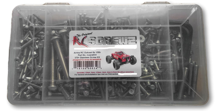 J-M SUPPLIES - RCScrewZ Stainless Steel Screw Kit ara034 for Arrma Outcast 8s 1/5 4WD Stunt Truck (#ARA5810) | PRO - ara034