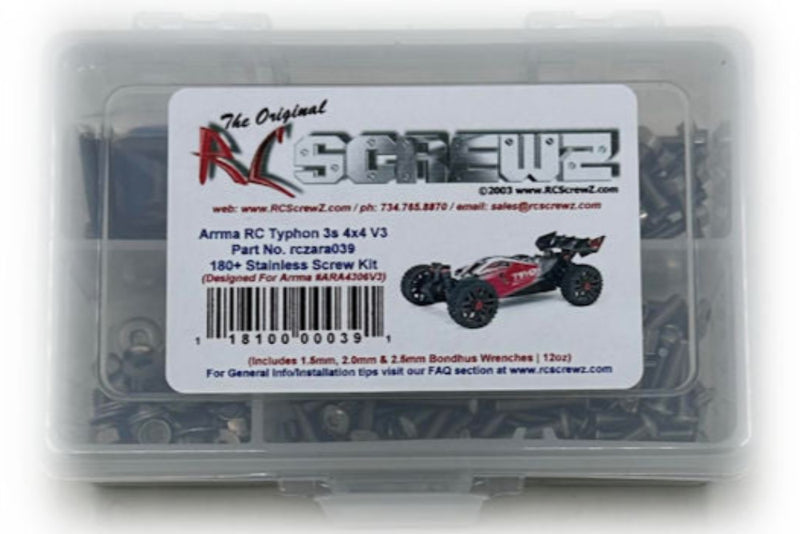 Rustproof, Durable, Quality RCScrewZ Stainless Steel Screw Kit ara039 for ARRMA Typhon 3S BLX V3 1/8 Electric 4WD Brushless Buggy (ARA4306V3, 4306V3) | SET - Affordable Quality | Quick Ship - by J-M SUPPLIES