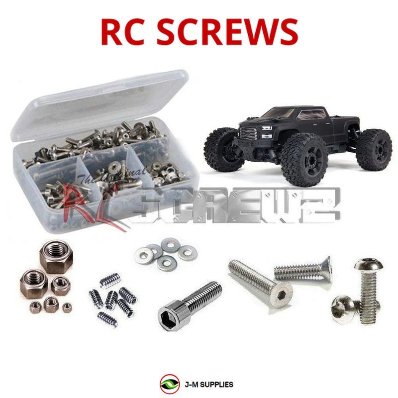 Representative image of an RCScrewZ stainless steel screw kit for ARRMA BIG ROCK 3S BLX 1/10 Electric 4WD MT (ARA4312V3); exact kit contents vary by RC model.