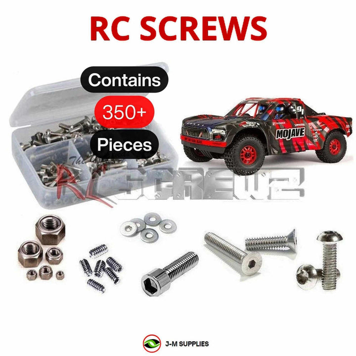 Representative image of an RCScrewZ stainless steel screw kit for ARRMA MOJAVE 6S BLX V2 1/7 4WD Desert Truck (ARA7604V2); exact kit contents vary by RC model.