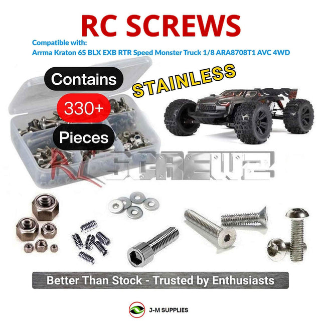 RCScrewZ Stainless Steel Screw Kit ara055 for ARRMA Kraton 6S BLX EXB 1/8 Electric 4WD Brushless Speed Monster Truck RTR (ARA8708, ARA8708T1) | SET