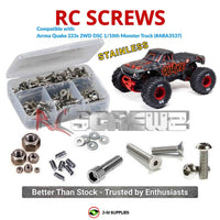 Representative image of an RCScrewZ stainless steel screw kit for ARRMA QUAKE 223S BLX DSC 1/10 2WD Monster Truck (ARA3537); exact kit contents vary by RC model.
