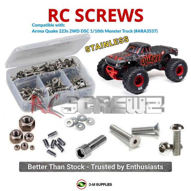 RCScrewZ Stainless Steel Screw Kit ara066 for ARRMA QUAKE 223S BLX DSC 1/10 2WD RTR Brushless Monster Truck (#ARA3537) | SET