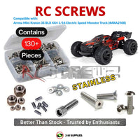 Representative image of an RCScrewZ stainless steel screw kit for ARRMA Mini KRATON 3S BLX 1/16 4WD Speed Truck (ARA2508); exact kit contents vary by RC model.