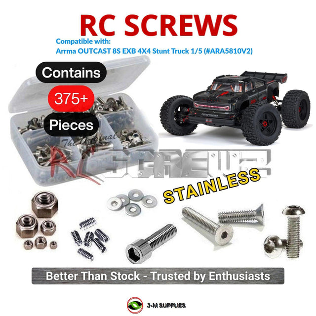 RCScrewZ Stainless Steel Screw Kit ara068 for ARRMA Outcast 8S EXB 1/5 Electric 4WD Brushless Stunt Truck (ARA5810V2, ARA5810V2T1) | SET