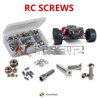 Representative image of an RCScrewZ stainless steel screw kit for ARRMA Fazon 6S BLX 1/8 Electric 4WD Monster Truck (AR106020); exact kit contents vary by RC model.
