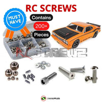 Representative image of an RCScrewZ stainless steel screw kit for Team Associated DR10 1/10 2WD Drag Car (70025, 70028); exact kit contents vary by RC model.