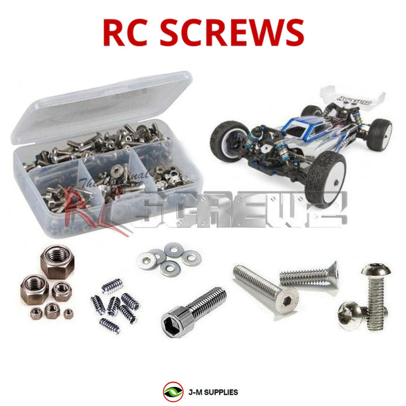 Representative image of an RCScrewZ stainless steel screw kit for Team Associated RC10B6.3/B6.3D 1/10 Buggy (90030, 90029); exact kit contents vary by RC model.