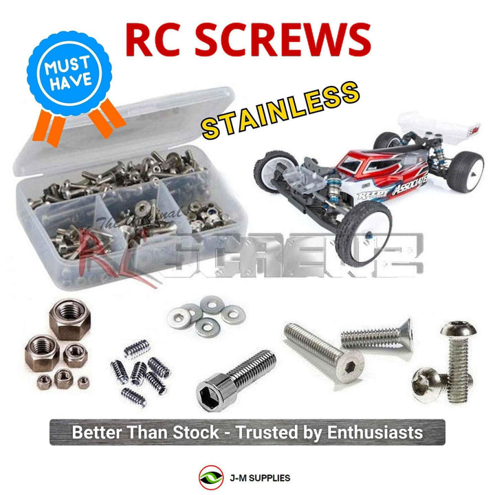 Representative image of an RCScrewZ stainless steel screw kit for Team Associated RC10B6.4 1/10 Carpet/Turf Buggy (90034); exact kit contents vary by RC model.