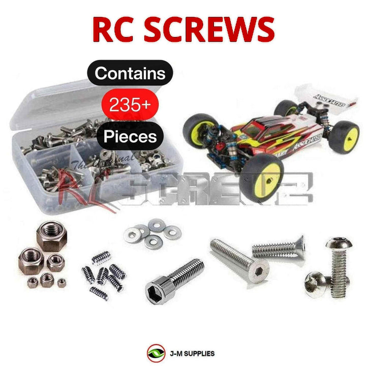 Representative image of an RCScrewZ stainless steel screw kit for Team Associated RC10B74.2D 1/10 4WD Buggy (90037, ASC90037); exact kit contents vary by RC model.