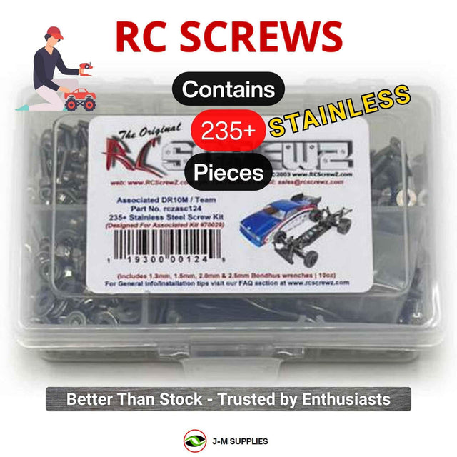 RCScrewZ Stainless Steel Screw Kit asc124 for Team Associated DR10M Team Kit 1/10 Electric 2WD Mid-Motor No-Prep Drag Car (#70029) | SET