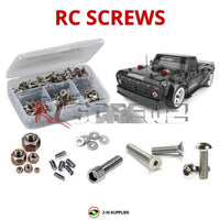 Representative image of an RCScrewZ stainless steel screw kit for Team Associated Apex2 Hoonitruck 1/10 4WD (30123); exact kit contents vary by RC model.