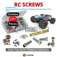 Representative image of an RCScrewZ stainless steel screw kit for Team Associated Rival MT10 RTR 1/10 4WD MT (20516, ASC20516); exact kit contents vary by RC model.