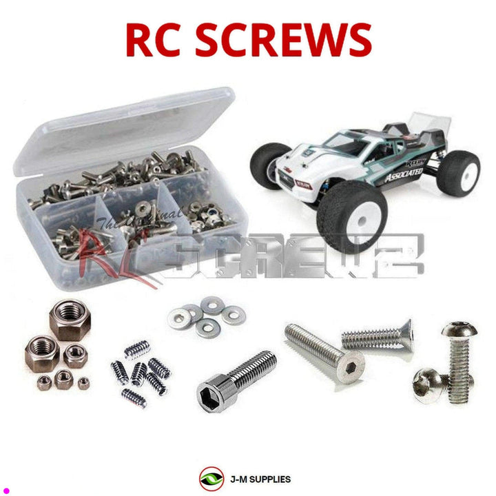 Representative image of an RCScrewZ stainless steel screw kit for Team Associated RC10T6.2 1/10 2WD Stadium Truck (70003); exact kit contents vary by RC model.