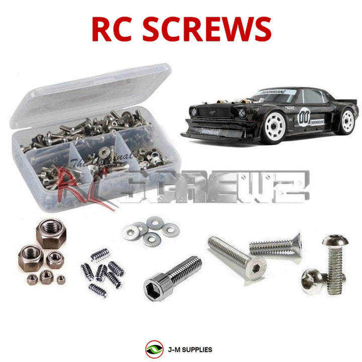 Representative image of an RCScrewZ stainless steel screw kit for Team Associated SR7 Hoonicorn 1/7 4WD Rally Car (20540); exact kit contents vary by RC model.