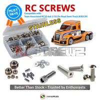 Representative image of an RCScrewZ stainless steel screw kit for Team Associated RC10 6x6 Semi 1/10 Electric Truck (30139); exact kit contents vary by RC model.