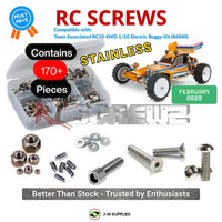 Representative image of an RCScrewZ stainless steel screw kit for Team Associated RC10 4WD Team 1/10 Buggy (6040); exact kit contents vary by RC model.
