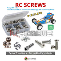 Representative image of an RCScrewZ stainless steel screw kit for Team Associated RC10 Graphite 1/10 2WD Buggy (6030, ASC6030); exact kit contents vary by RC model.