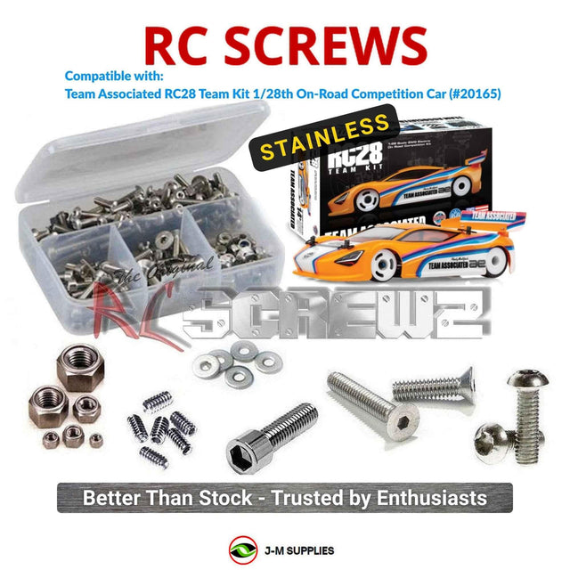 RCScrewZ Stainless Steel Screw Kit asc166 for Team Associated RC28 Team Kit 1/28 Electric 2WD On-Road Micro Car (#20165, #ASC20165) | SET