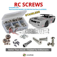 Representative image of an RCScrewZ stainless steel screw kit for Team Associated SR10M Oval 1/10 2WD Dirt Oval (70032, ASC70032); exact kit contents vary by RC model.
