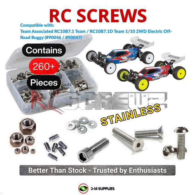 RCScrewZ Stainless Steel Screw Kit asc180 for Team Associated RC10B7.1 / RC10B7.1D Team Kit 1/10 Electric 2WD Off-Road Buggy (#90046, #90047) | SET