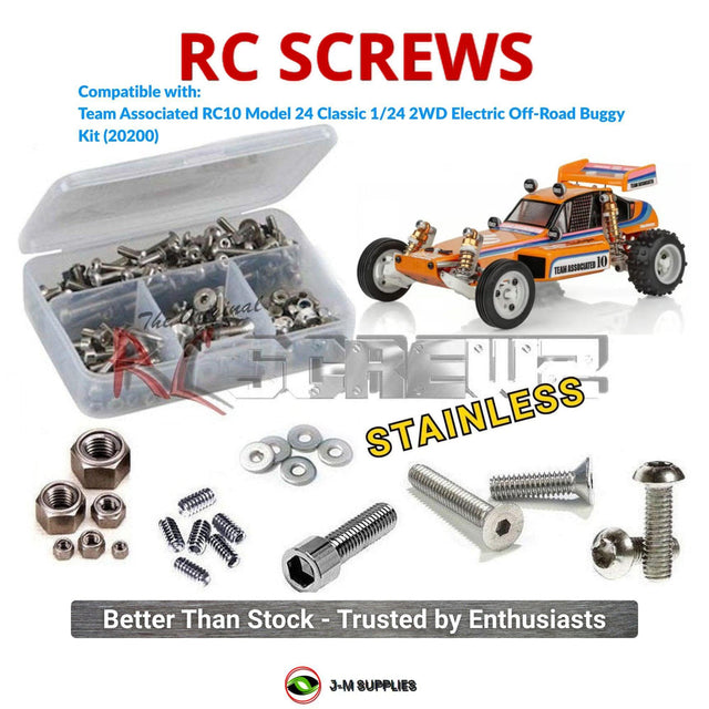 RCScrewZ Stainless Steel Screw Kit asc181 for Team Associated RC10 Model 24 Classic Kit 1/24 Electric 2WD Off-Road Micro Buggy (#20200, #ASC20200) | SET