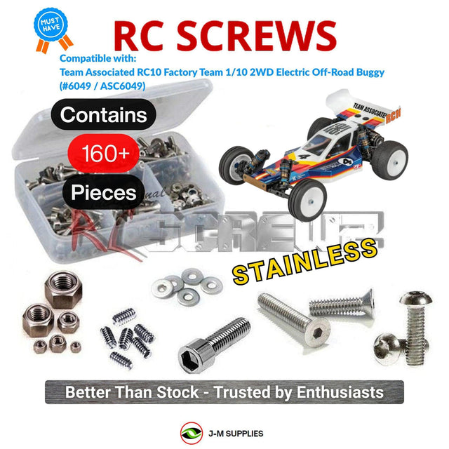 RCScrewZ Stainless Steel Screw Kit asc183 for Team Associated RC10 Factory Team Kit 1/10 Electric 2WD Off-Road Buggy (#6049, #ASC6049) | SET