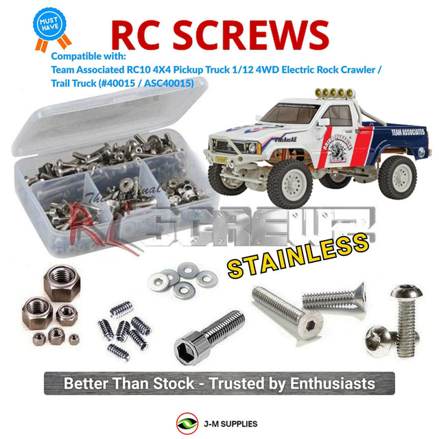 RCScrewZ Stainless Steel Screw Kit asc184 for Team Associated RC10 4X4 Pickup Truck Kit 1/12 Electric 4WD Off-Road Rock Crawler (#40015, #ASC40015) | SET