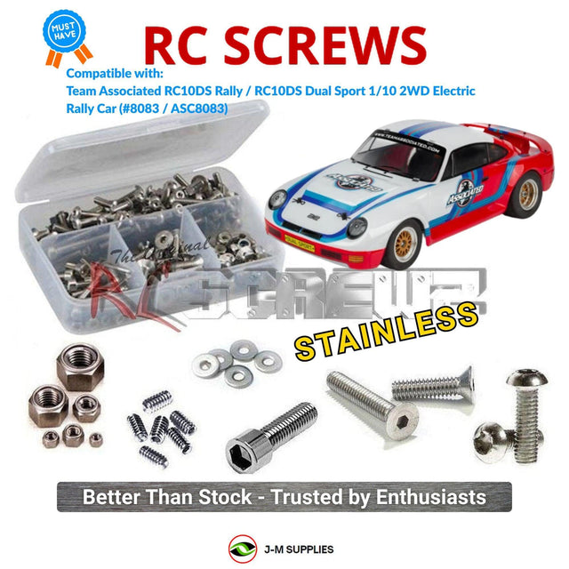 RCScrewZ Stainless Steel Screw Kit asc186 for Team Associated RC10DS Rally / Dual Sport Kit 1/10 Electric 2WD On-Road Rally Car (#8083, #ASC8083) | SET