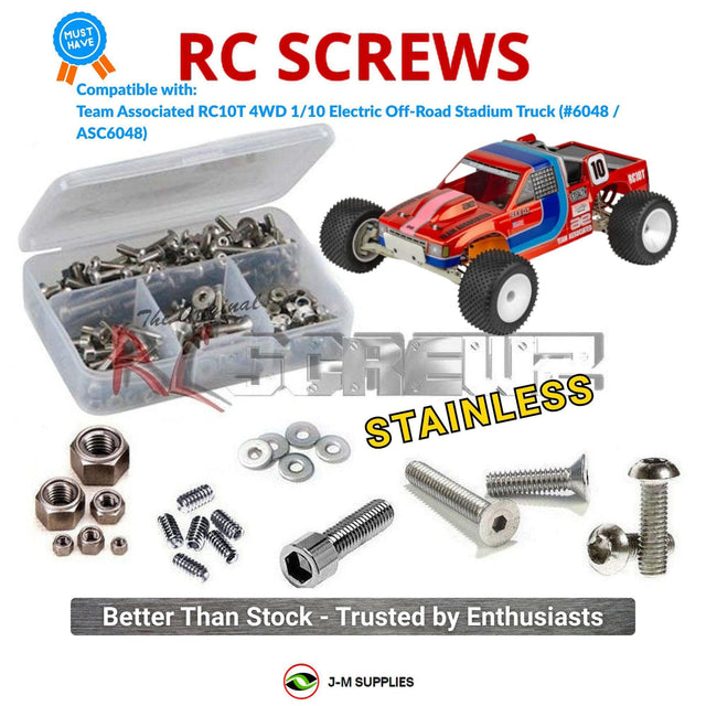 RCScrewZ Stainless Steel Screw Kit asc188 for Team Associated RC10T 4WD Team Kit 1/10 Electric 4WD Off-Road Stadium Truck (#6048, #ASC6048) | SET
