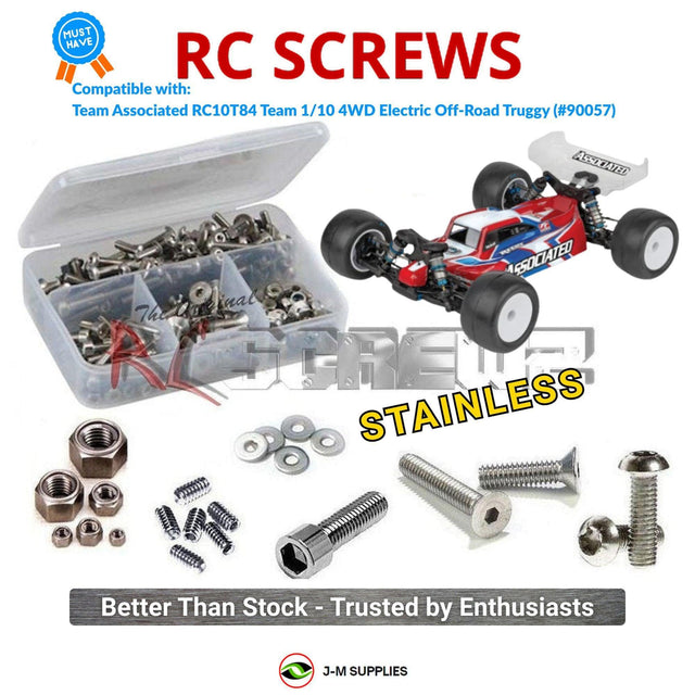 RCScrewZ Stainless Steel Screw Kit asc190 for Team Associated RC10T84 Team Kit 1/10 Electric 4WD Off-Road Truggy (#90057, #ASC90057) | SET