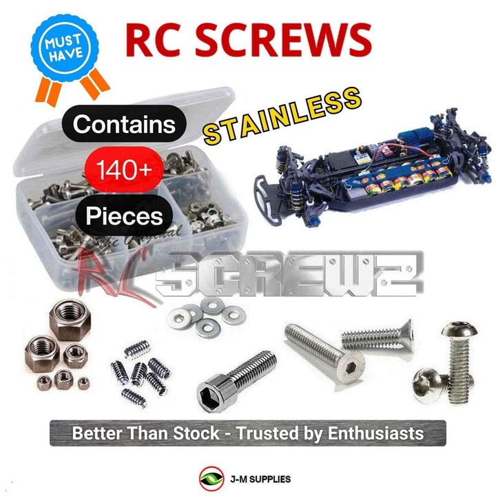 Representative image of an RCScrewZ stainless steel screw kit for Team Associated RC10TC3 1/10 Electric 4WD TC (3030, 3035, 3040); exact kit contents vary by RC model.