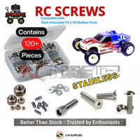Representative image of an RCScrewZ stainless steel screw kit for Team Associated RC10T3 T3 1/10 2WD Stadium Truck (7003, 7013); exact kit contents vary by RC model.