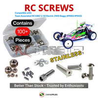 Representative image of an RCScrewZ stainless steel screw kit for Team Associated RC10B3 B3 1/10 Electric Buggy (9003, 9043); exact kit contents vary by RC model.