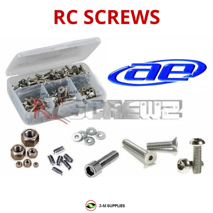 Representative image of an RCScrewZ stainless steel screw kit for Team Associated RC10L 1/10 Pan Car (8001, 8002, 8010); exact kit contents vary by RC model.