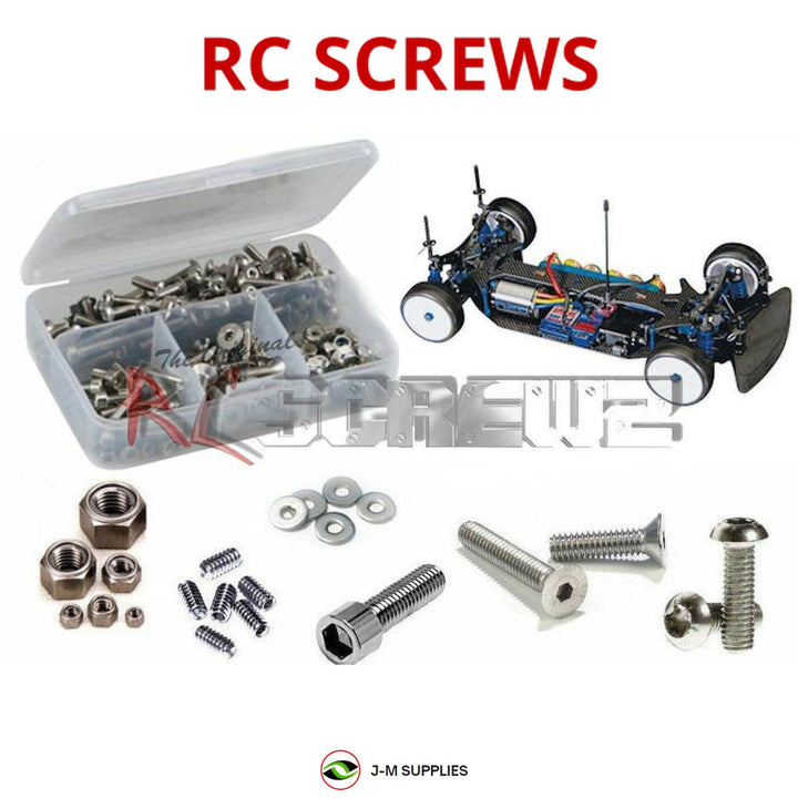 Representative image of an RCScrewZ stainless steel screw kit for Team Associated TC4 Factory Team 1/10 4WD Touring Car (30102); exact kit contents vary by RC model.