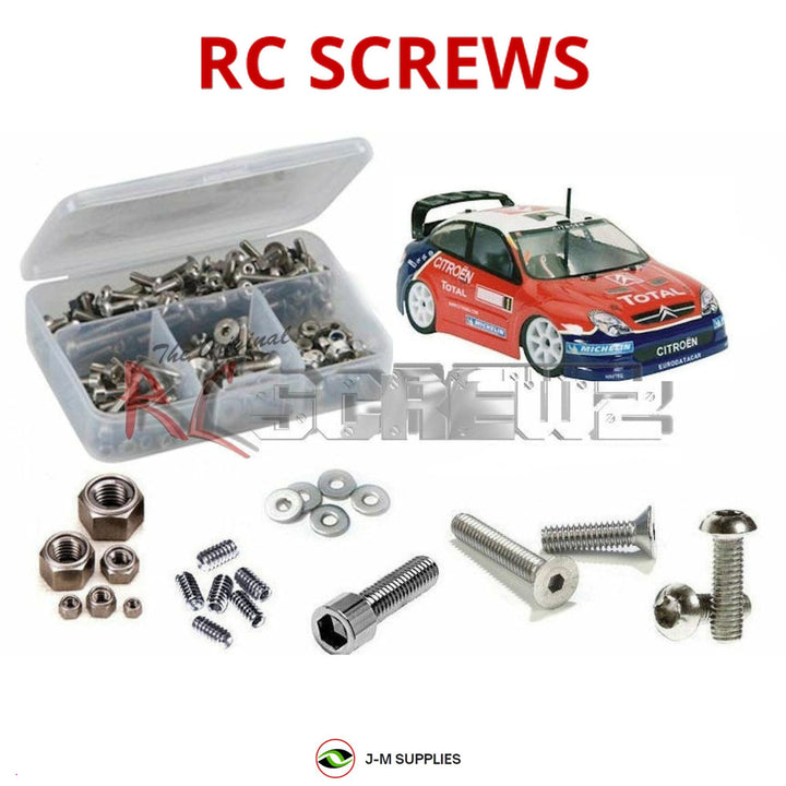 Representative image of an RCScrewZ stainless steel screw kit for Team Associated RC18R RC18-R 1/18 4WD (20115, 20116); exact kit contents vary by RC model.