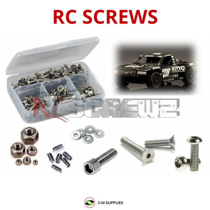 Representative image of an RCScrewZ stainless steel screw kit for Team Associated SC8 CORR 1/8 Nitro 4WD (80925, 89105); exact kit contents vary by RC model.