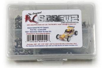 Representative image of an RCScrewZ stainless steel screw kit for Team Associated RC10 Classic 2013 1/10 2WD Buggy (6001); exact kit contents vary by RC model.