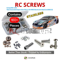 Representative image of an RCScrewZ stainless steel screw kit for Team Associated Apex FR-S RTR 1/10 Touring Car (30113, ASC30113); exact kit contents vary by RC model.