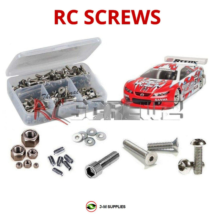 Representative image of an RCScrewZ stainless steel screw kit for Team Associated TC6.1 Worlds 1/10 Touring Car (30108); exact kit contents vary by RC model.