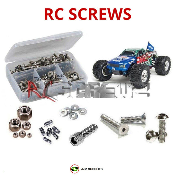 Representative image of an RCScrewZ stainless steel screw kit for Team Associated Rival Mini Monster RTR 1/18 MT (20111); exact kit contents vary by RC model.