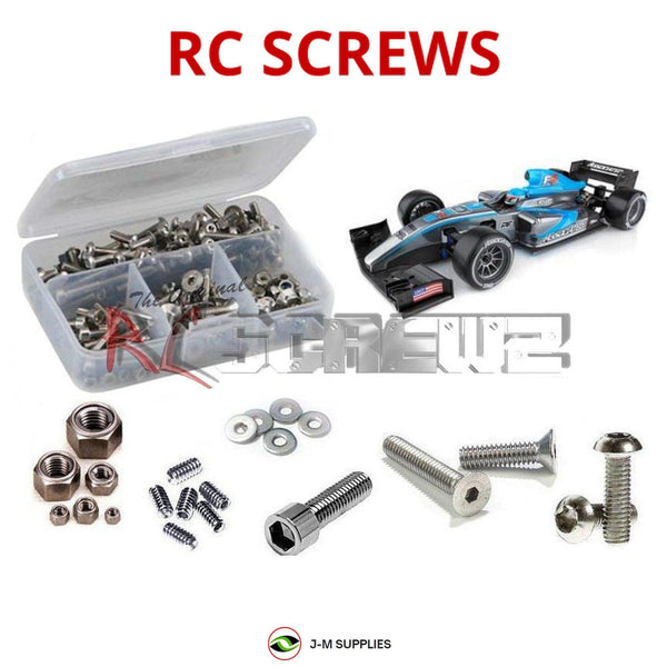 Representative image of an RCScrewZ stainless steel screw kit for Team Associated RC10F6 FT 1/10 2WD Formula F1 Car (8023); exact kit contents vary by RC model.