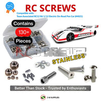 Representative image of an RCScrewZ stainless steel screw kit for Team Associated RC12R6 FT 1/12 2WD Pan Car (4021); exact kit contents vary by RC model.