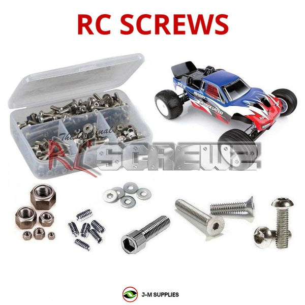 Representative image of an RCScrewZ stainless steel screw kit for Team Associated RC10T4.3 1/10 Electric 2WD Truck (7058); exact kit contents vary by RC model.