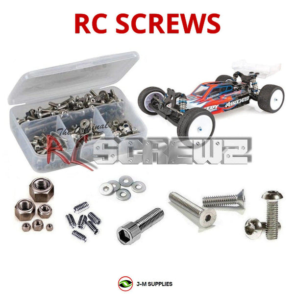 Representative image of an RCScrewZ stainless steel screw kit for Team Associated RC10B6.1 FL 1/10 Electric 2WD Buggy (90022); exact kit contents vary by RC model.