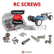 Representative image of an RCScrewZ stainless steel screw kit for Team Associated RC10B74 1/10 Electric 4WD Buggy (90026); exact kit contents vary by RC model.