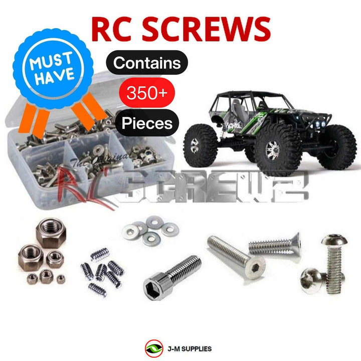 Representative image of an RCScrewZ stainless steel screw kit for Axial Wraith RTR 1/10 Electric 4WD Rock Racer (90018); exact kit contents vary by RC model.